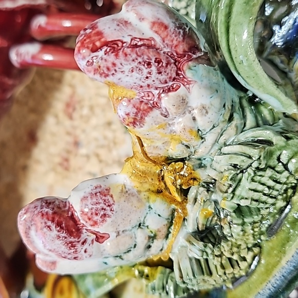 Rare ceramic plate Lobster with. Vintage antique palissy plate handmade faience - Picture 7 of 9